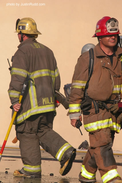 Long Beach firefighters headed in all directions attacking the fire from all sides.